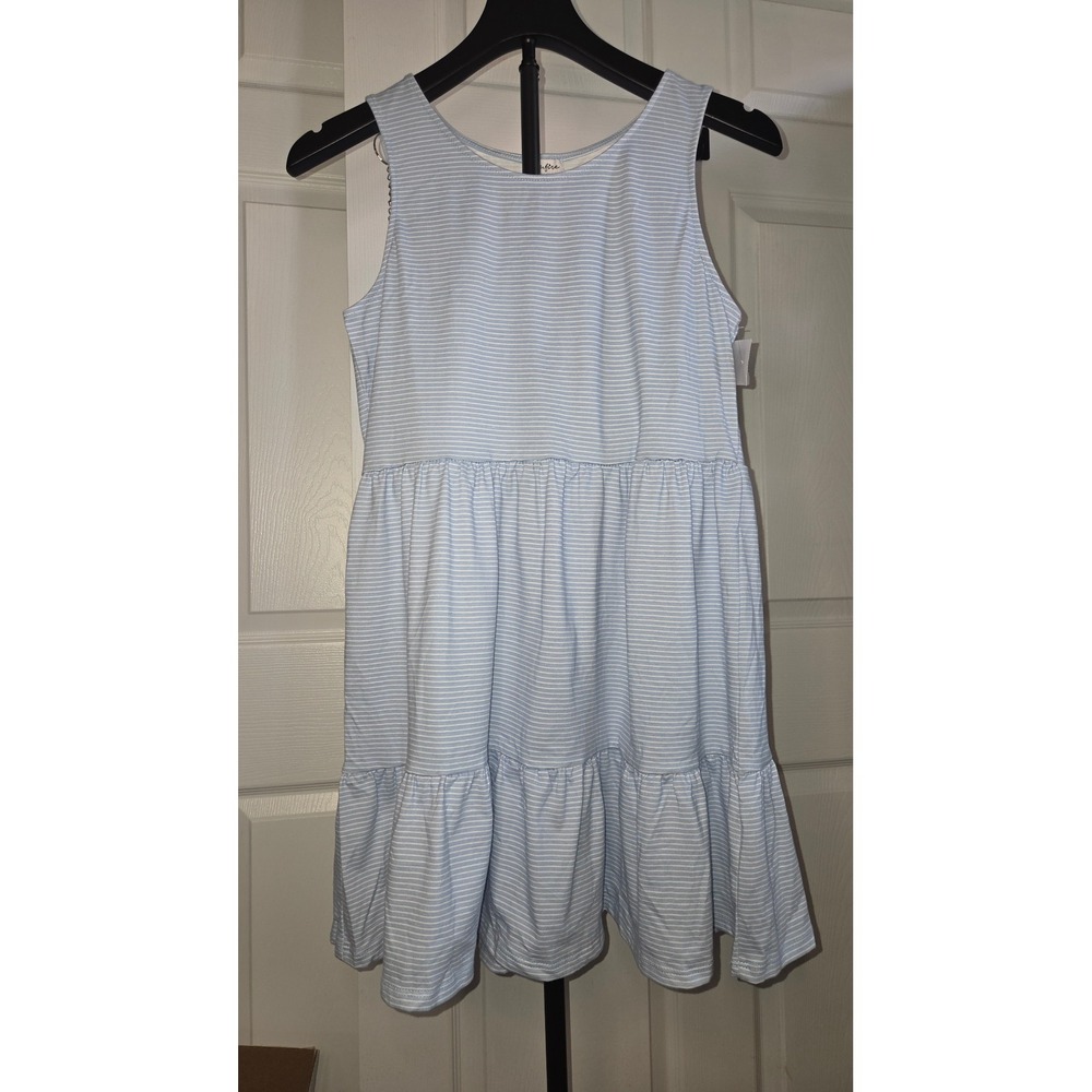 Love Fire Girls Blue White Striped Tiered Sleeveless Jersey Sundress Size Large